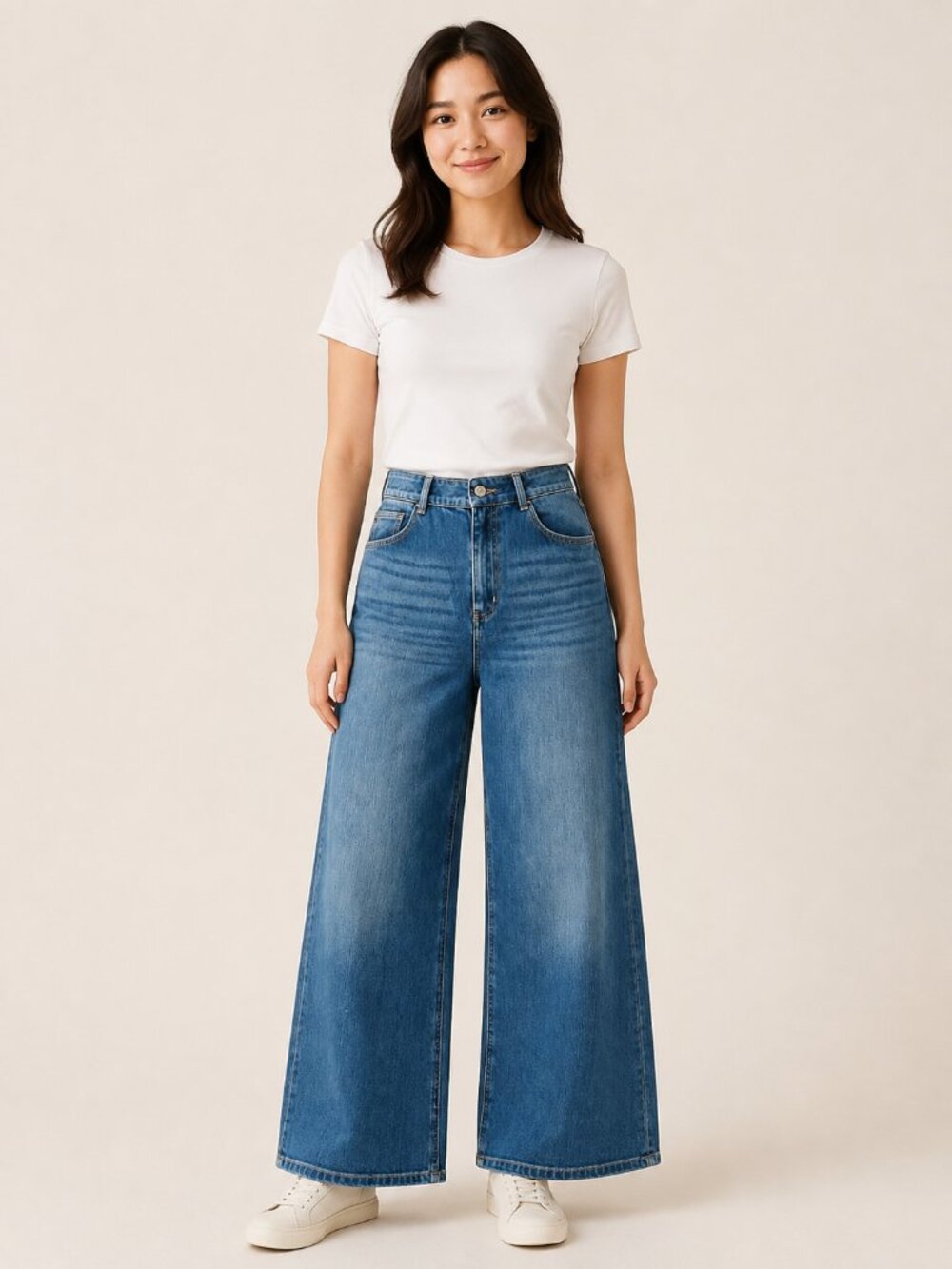 Halara Flex High Waisted Wide Leg Jeans Large Petite Medium Wash